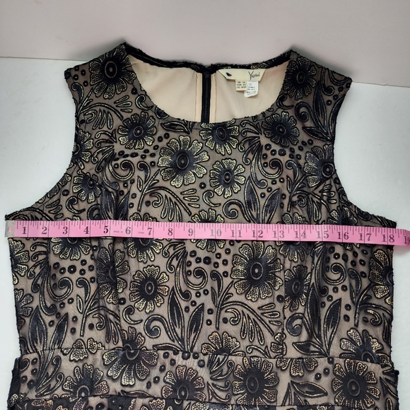 Yumi Black & Metallic Gold Lace Cocktail Dress 8 / 10 - Picture 5 of 13